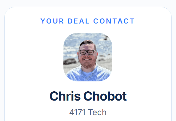 Agent card preview showing how contact branding appears to sellers.